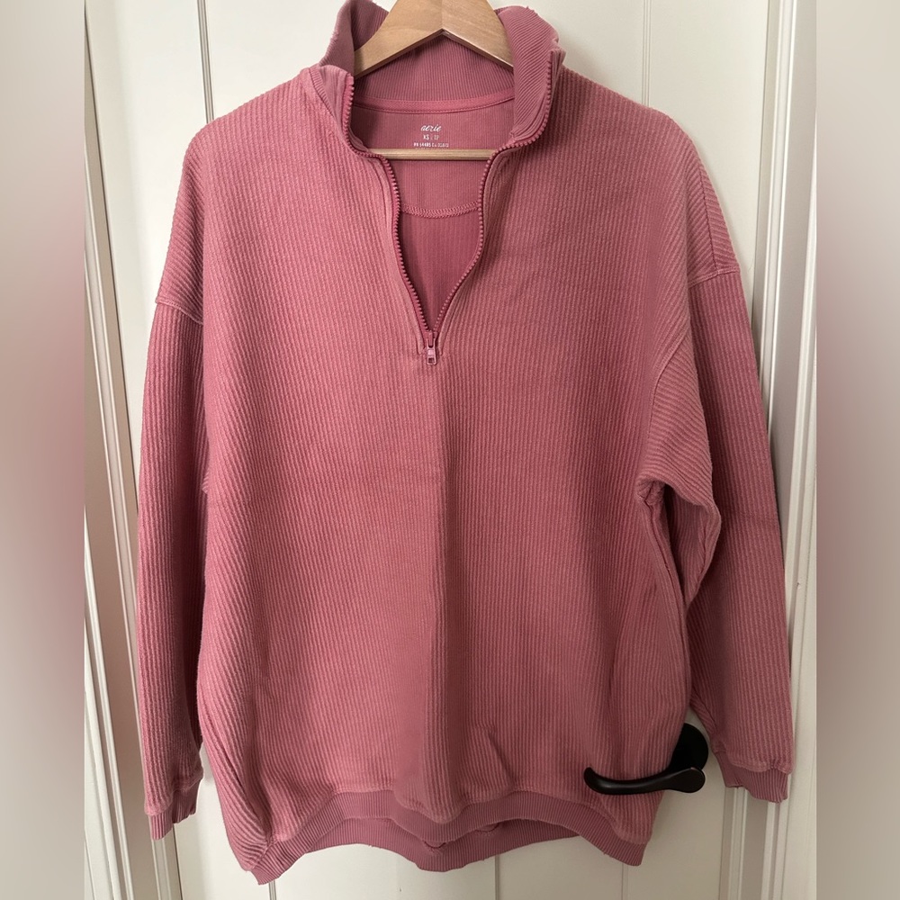 Aerie oversized ribbed quarter zip, size XS